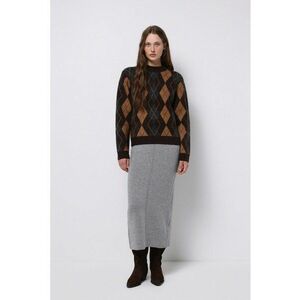 Fusta midi tricotata cu slit pe partea din spate imagine