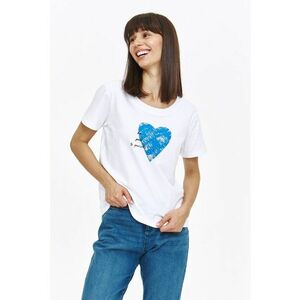 Tricou de bumbac cu imprimeu cu inimi imagine