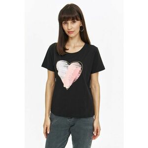 Tricou de bumbac cu imprimeu cu inimi imagine