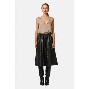 Fusta evazata de piele cu talie inalta imagine