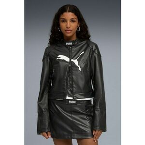 Jacheta crop din piele ecologica cu decupaj pe partea din spate imagine