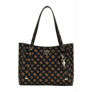 Geanta de piele ecologica cu monograma si maner - Negru - Maro imagine