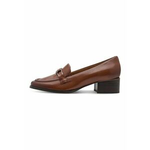 Pantofi loafer de piele ecologica cu toc masiv imagine