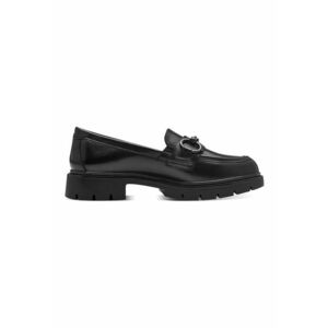 Pantofi loafer de piele cu toc masiv imagine