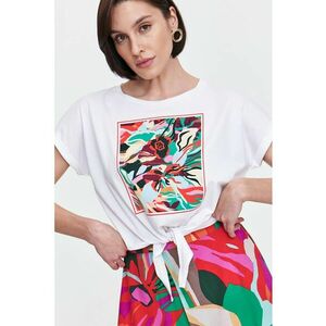 Tricou cu decolteu rotund si imprimeu floral imagine