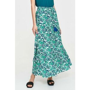 Fusta midi cu model floral - aspect tsratificat si canaf imagine