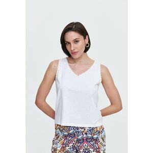 Top cu decolteu in V si ciucuri imagine