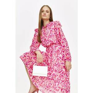 Rochie midi cu model - maneci bufante si volane imagine