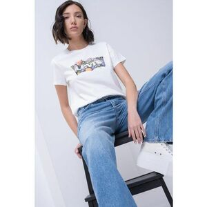 Tricou de bumbac cu decolteu la baza gatului imagine