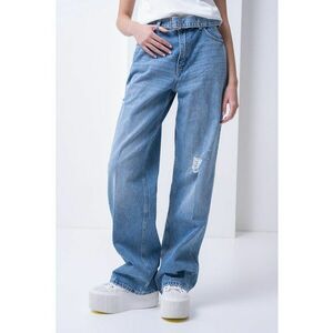 Blugi cu croiala ampla si talie inalta imagine