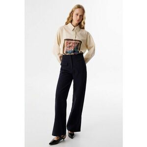 Pantaloni cu croiala ampla si talie inalta imagine