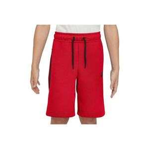 Pantaloni scurti copii Tech Fleece - regular fit - buzunar cu fermoar - rosu - bumbac/poliester imagine