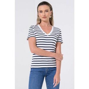 Tricou slim fit cu decolteu in V imagine