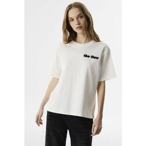 Tricou din bumbac cu decolteu la baza gatului si aplicatie text imagine