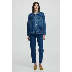 Jacheta lejera din denim cu aplicatii florale imagine