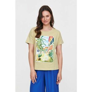 Tricou cu decolteu in V si imprimeu grafic imagine