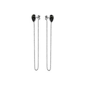 Cercei Argint 925 placat cu rodiu cu cristale Swarovski® Fancy Pear Chain 10mm Silver Night imagine