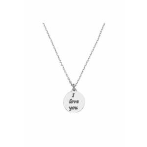 Colier Argint 925 placat cu rodiu cu pandantiv - I Love You imagine