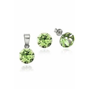 Set Argint 925 placat cu rodiu cu cristale Swarovski® Xirius Peridot 8mm Surub imagine