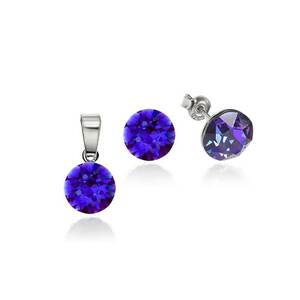 Set Argint 925 placat cu rodiu cu cristale Swarovski® Xirius Heliotrope 8mm Surub imagine