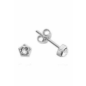 Cercei Argint 925 placat cu rodiu cu cristale Swarovski® Zirconia 3mm Surub - Crystal Clear imagine