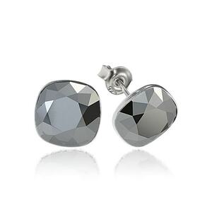 Cercei Argint 925 placat cu rodiu cu cristale Swarovski® Princess Square 10mm Light Chrome Surub imagine