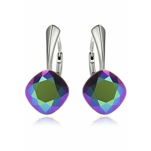 Cercei Argint 925 placat cu rodiu cu cristale® Princess Square 10mm Scarabeus Green Leverback imagine