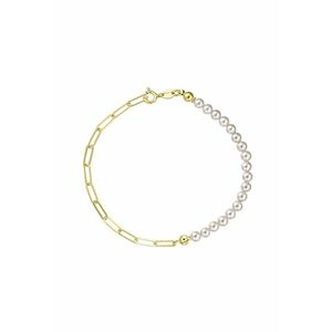 Bratara argint 925 cu perle naturale 4mm + lant paperclip - inchizatoare clasica imagine