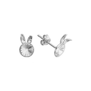 Cercei Argint 925 placat cu rodiu cu cristale Swarovski® Rivoli Bunny 6mm imagine