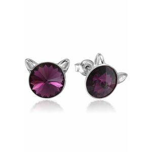 Cercei Argint 925 placat cu rodiu cu cristale Swarovski® Rivoli Cat imagine