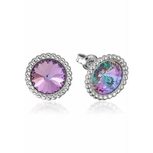 Cercei Argint 925 placat cu rodiu cu cristale Swarovski® Rivoli Crown 8mm Surub imagine