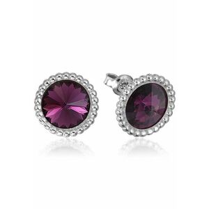 Cercei Argint 925 placat cu rodiu cu cristale Swarovski® Rivoli Crown 8mm Surub imagine