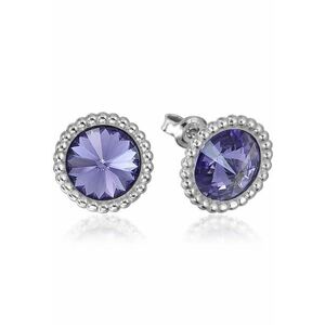 Cercei Argint 925 placat cu rodiu cu cristale Swarovski® Rivoli Crown 8mm Surub imagine