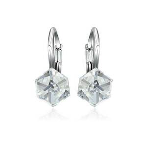 Cercei Argint 925 placat cu rodiu cu cristale Swarovski® Cubic 6mm - Leverback imagine