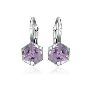 Cercei Argint 925 placat cu rodiu cu cristale Swarovski® Cubic 6mm - Leverback imagine