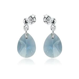 Cercei Argint 925 placat cu rodiu cu cristale Swarovski® Minipear 12mm Surub 2 imagine