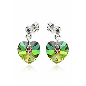 Cercei Argint 925 placat cu rodiu cu cristale Swarovski® Heart 10mm Surub imagine