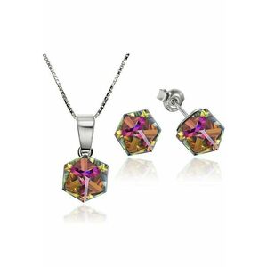Set Argint 925 placat cu rodiu cu cristale Swarovski® Cubic 6mm - Surub + Lant imagine