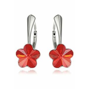 Cercei Argint 925 placat cu rodiu cu cristale Swarovski® Flower - 10mm - Leverback imagine