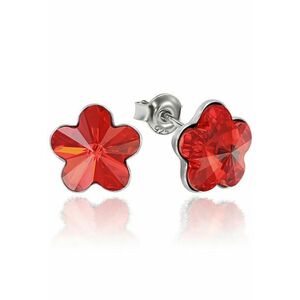 Cercei Argint 925 placat cu rodiu cu cristale Swarovski® Flower - 10mm - Surub imagine