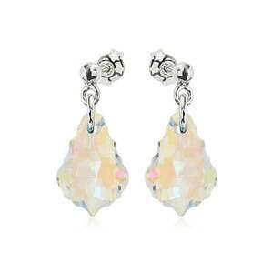 Cercei Argint 925 placat cu rodiu cu cristale Swarovski® Baroque 16mm Surub Aurore Boreale imagine