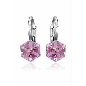 Cercei Argint 925 placat cu rodiu cu cristale Swarovski® Cubic 6mm - Leverback imagine