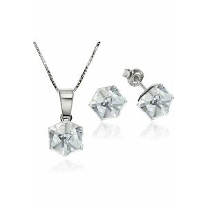 Set Argint 925 placat cu rodiu cu cristale Swarovski® Cubic 6mm - Surub + Lant imagine