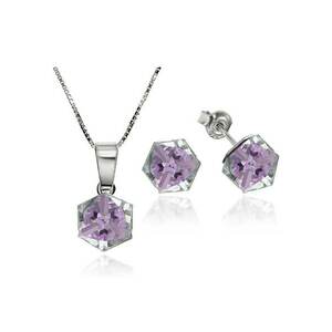 Set Argint 925 placat cu rodiu cu cristale Swarovski® Cubic 6mm - Surub + Lant imagine