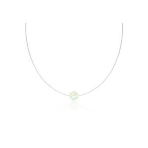 Colier silicon cu Argint 925 placat cu rodiu cu Cristale Swarovski® Disco Ball - AB imagine