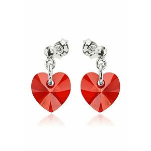 Cercei Argint 925 placat cu rodiu cu cristale Swarovski® Heart 10mm Surub imagine