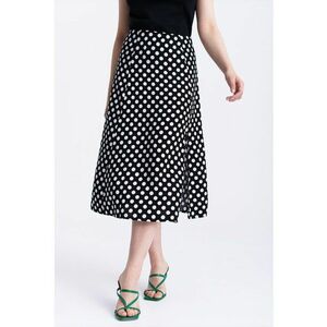 Fusta midi cu buline si slit lateral imagine