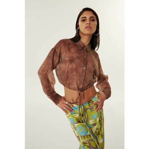 Camasa crop din amestec de lyocell imagine