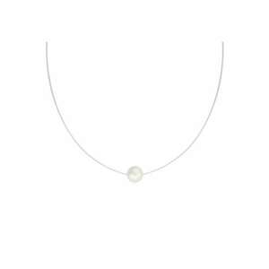 Colier silicon cu Argint 925 placat cu rodiu cu Pearl imagine