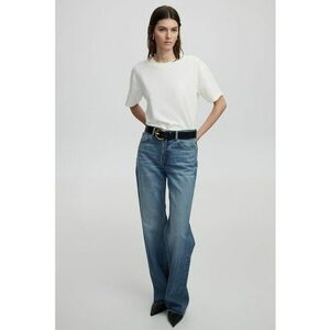 Blugi cu aspect decolorat si talie inalta imagine